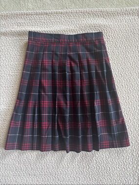 French Toast Plaid Pleated Skirt with Red and Blue